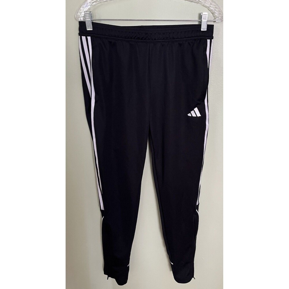 Adidas Men's Aeroready 3 Stripe Black/White Track Pants Zip Leg Size Medium